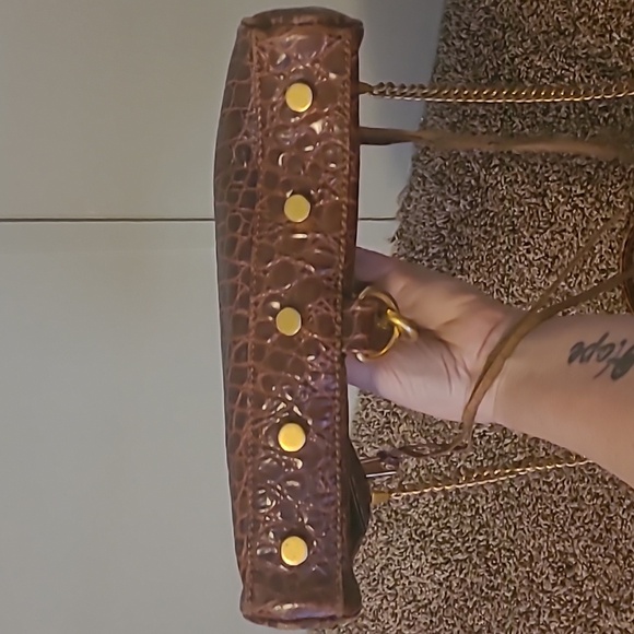 Rebecca Minkoff Edie embossed crocodile shoulder bag brown & gold hardware GUC ! - Picture 8 of 14